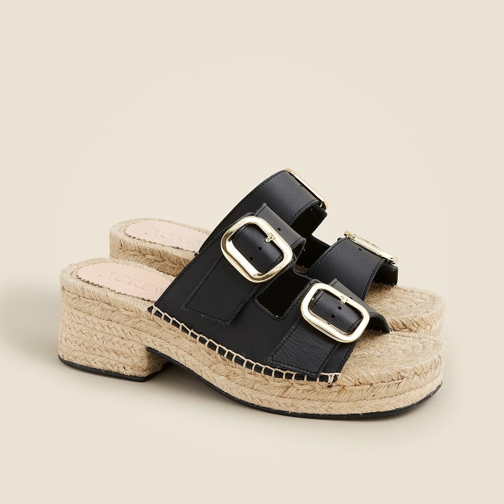 J.Crew Made-in-Spain block-heel espadrilles in leather